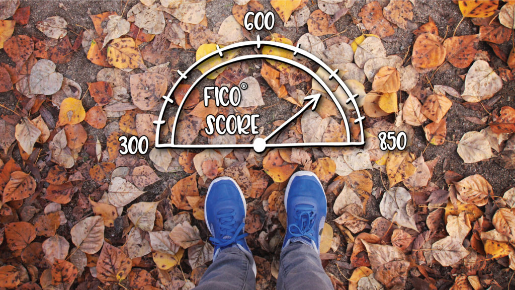 Feet with scale showing FICO score